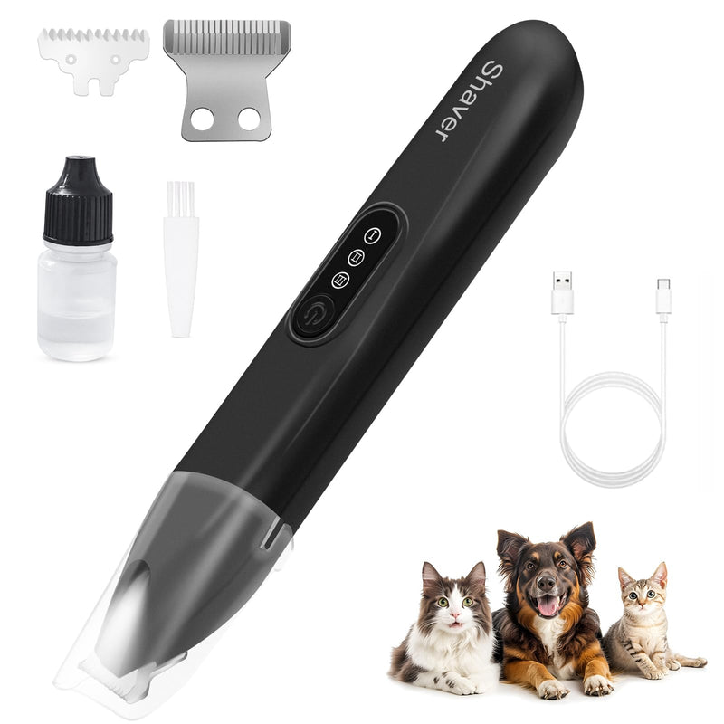 Electric Pet Clipper，Pet Electric Hair Clippers with LED Light, Rechargeable Grooming Tool with 18mm Spare Blade & Adjustable Speed, Suitable for Dog/Cat Paws, Ear, Eyes - PawsPlanet Australia