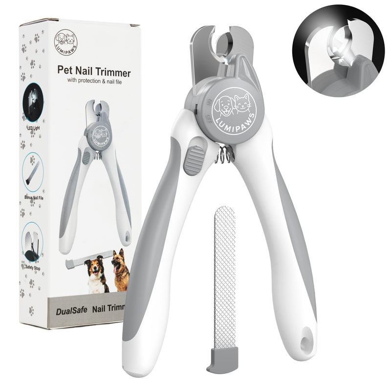 Dog Nail Clippers with LED Light | Illuminates Bloodline for Safe Trimming | 2 in 1 Professional Dog Nail Clipper with Safety Guard & Nail File for Medium to Large Dogs & Cats - Easy Grooming - PawsPlanet Australia
