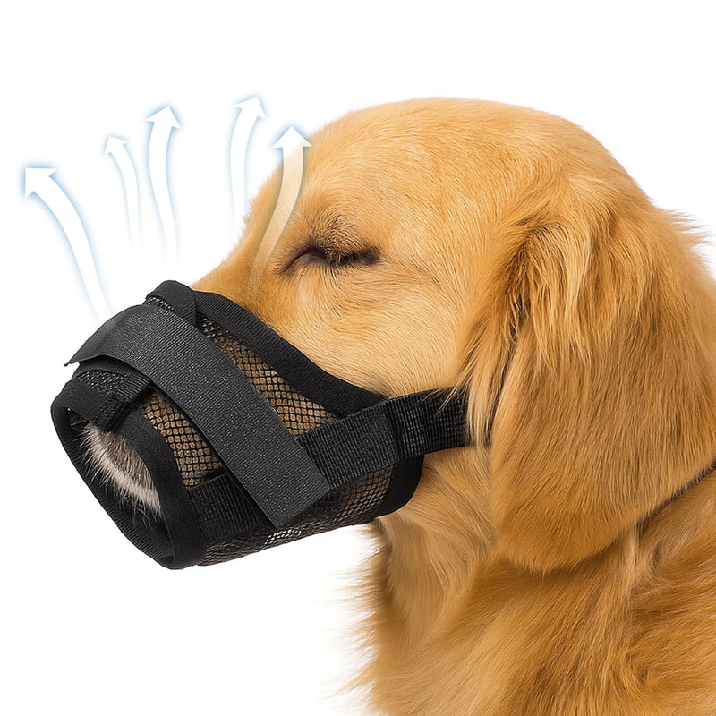 Dog Muzzle Air Mesh Muzzles Soft Cotton Mesh Dog Muzzle Anti-Biting Adjustable Breathable Mouth Guard for Small Medium Large Dogs Biting Chewing Grooming Allow Panting Drinking - PawsPlanet Australia