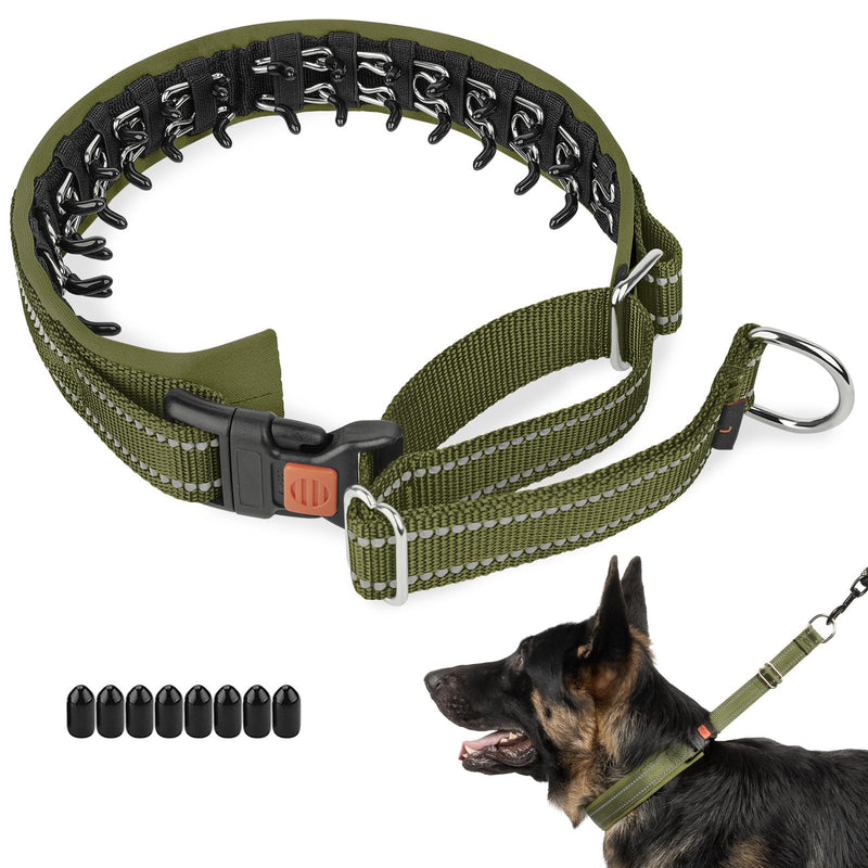 Mayerzon Martingale No Pull Collar for Medium Large Dogs German Shepherd Doberman Pitbull, Patented Anti Pull Correction Dog Collar for Walking Training, Reflective, Adjustable, Hidden(L, Army Green) Large,2.5mm,18.5-23.5"Neck