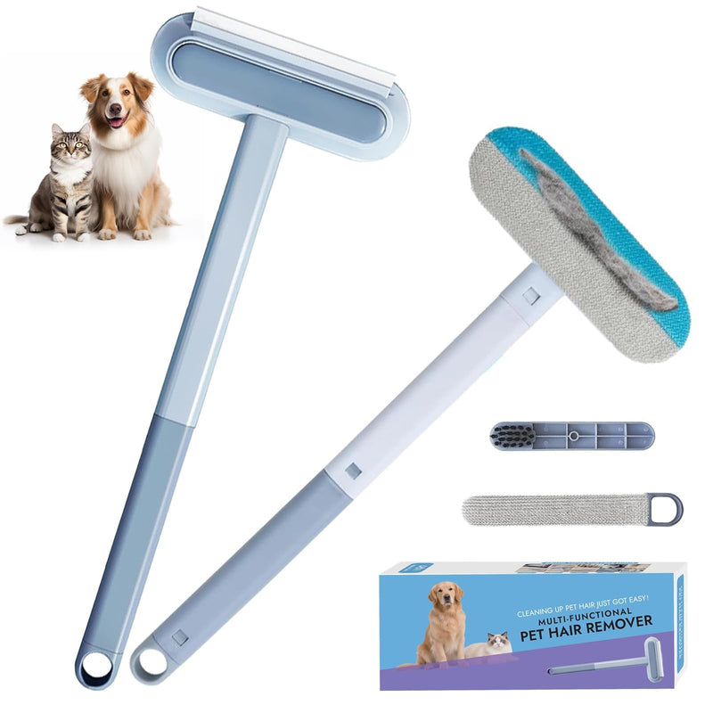 Pet Hair Remover for Couch, Furniture & Car Seats - Reusable Lint Roller for Dog and Cat Hair Removal on Clothes, Carpet, Bedding - Eco Friendly, No Sticky Refills, with Long Handle & Squeegee - PawsPlanet Australia