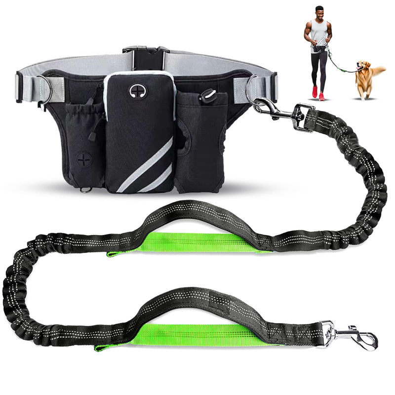 W-UNERVERE Hands Free Dog Leash for Running with Adjustable Waist Belt, Shock Absorbing Bungee & Reflective Stitching for Large Medium Small Dogs on Walks, Jogging, Hiking Training - PawsPlanet Australia