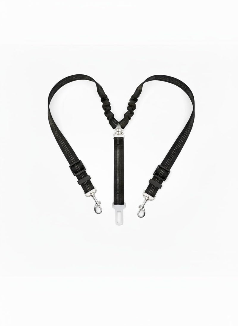 Double Dog Seat Belt for Car - No Tangle Dual Dog Leash with Elastic Bungee, Adjustable Reflective Pet Safety Car Seatbelt Restraint Tether for Two Dogs - PawsPlanet Australia