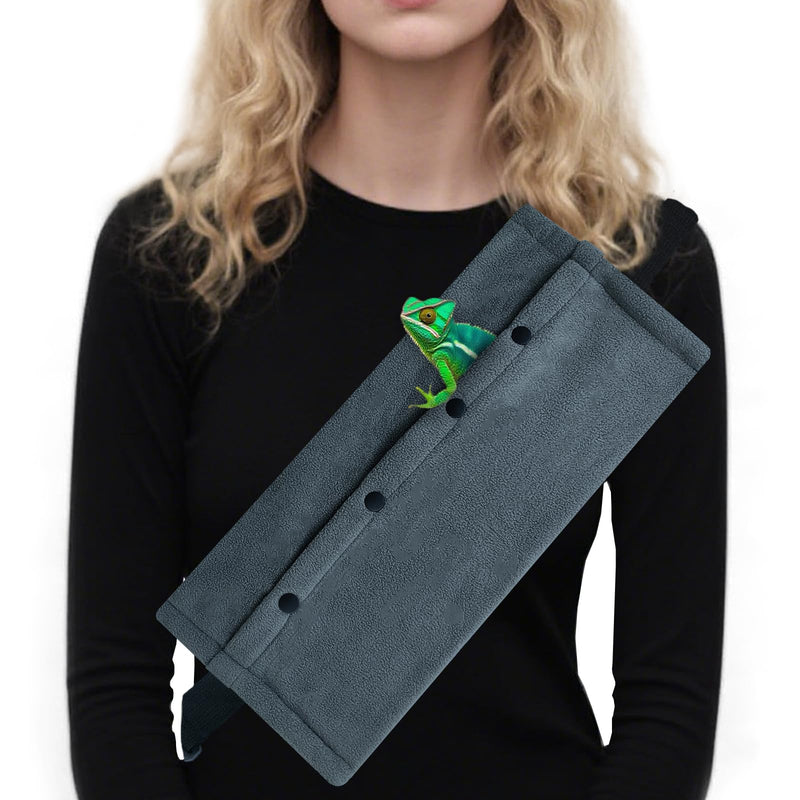 Adjustable Bearded Dragon Carriers Sling, Animal Sling Carrier Bag for Geckos, Crested Geckos, Lizards, Chameleons - Portable Reptile & Small Pet Outdoor Carrier Bag (Gray) Gray