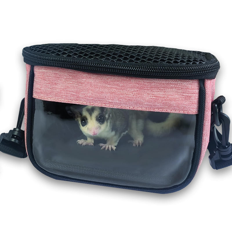 Small Pet Carrier Bag - Single - Shoulder Outdoor Carrier for Hamsters, Sugar Gliders & Flying Squirrels Portable Small Pet Travel Bag (Pink) Pink - PawsPlanet Australia