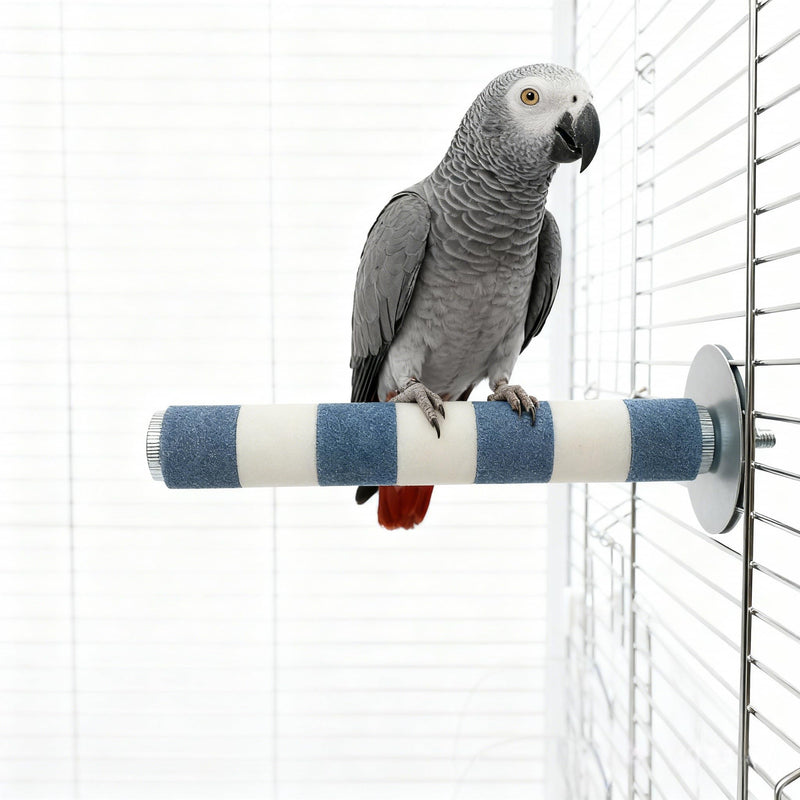 AOTU Bird Perch Rough-surfaced Parrot Perch Bird Stand for Cage– Durable Beak & Claw Trimming Grinding Stone for Conure, 7.9” x 1” – Safe Non-Toxic Long-Lasting Cockatiel Cage Accessory Blue and White 7.9” - PawsPlanet Australia