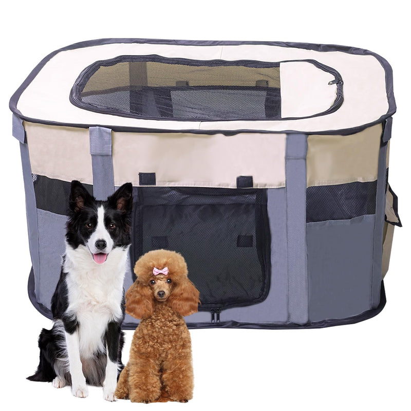 Dog Playpen Portable Cat Dog Playpen for Indoor & Outdoor Foldable Kennel Tent Crate,Water-Resistant Breathable Shade Cover, Dog Crate for Small Animals with Carrying Case - PawsPlanet Australia