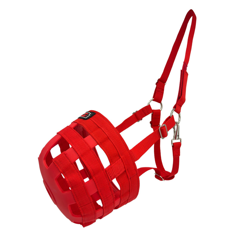 BARN & STABLE Horse Grazing Muzzle for Easy Breathe, Comfortable Muzzle Grazing for Horses with Adjustable Straps, Buckles, Suitable for Precaution of Laminitis Red Small - PawsPlanet Australia