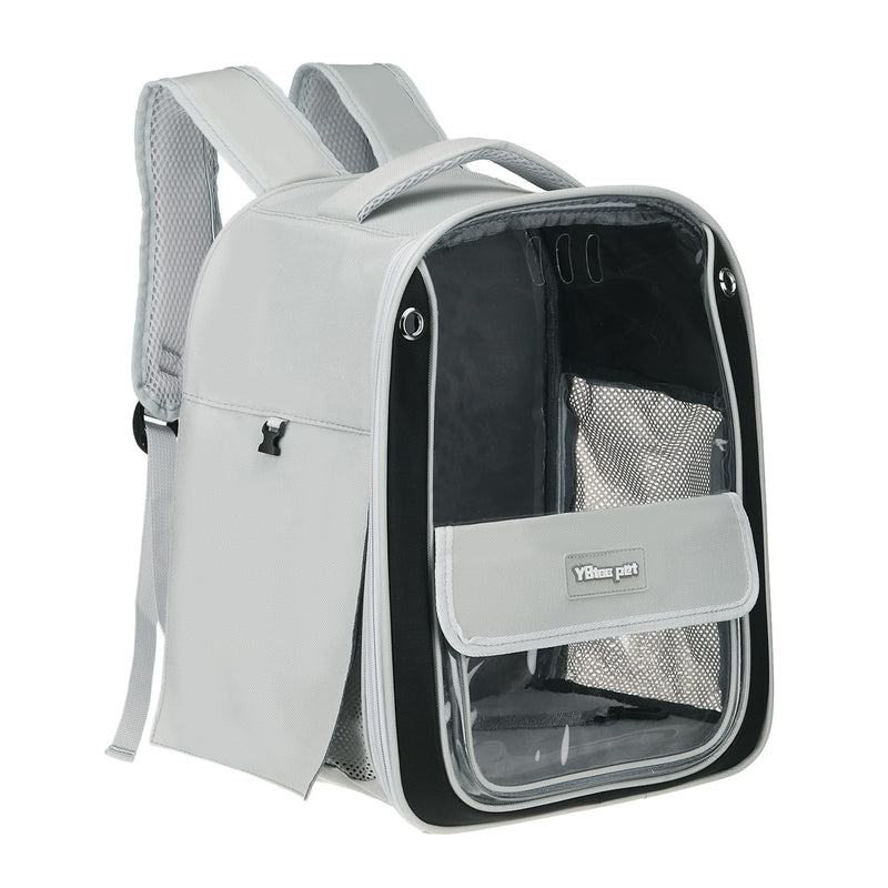 Pet Backpack Carrier, Portable and Ventilated, Oxford Cloth, Dogs Cats and Small Animals Travel Bag 13", (Gray, 1 Pcs), Intended for Hiking/Camping/Traveling Gray - PawsPlanet Australia