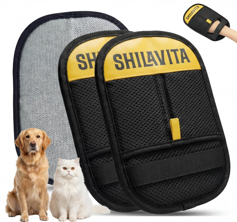 2 Pcs Pet Hair Removal Glove for Dogs and Cats, Reusable Electrostatic Grooming Gloves, Dog and Cat Fur Remover Gloves for Couch, Carpet, Clothing, Car Seats, Bedding