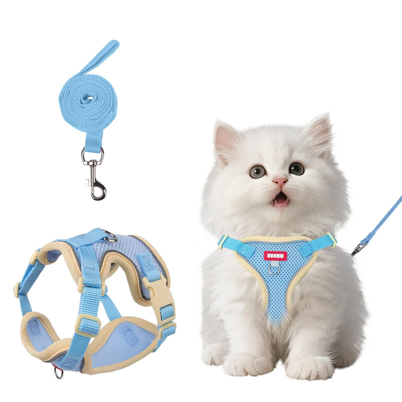 wanheart Cat Harness and Leash Set Escape-Proof Adjustable cat Leash and Harness Combo Suitable for All cat Breeds (Blue, S) blue - PawsPlanet Australia