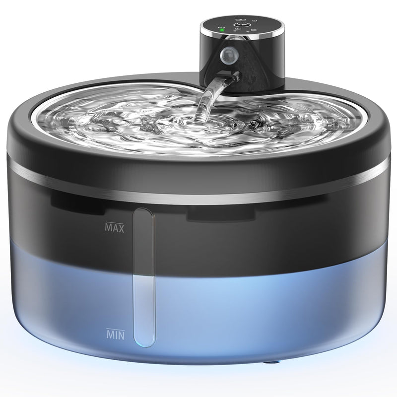 Cat Water Fountain, Wireless Pet Water Fountain, Rechargeable Smart Automatic Cats Dogs Water Dispenser, 102oz/3L Drinking Fountains for Multiple Pets Indoor (Black Transparent, M) Black transparent - PawsPlanet Australia
