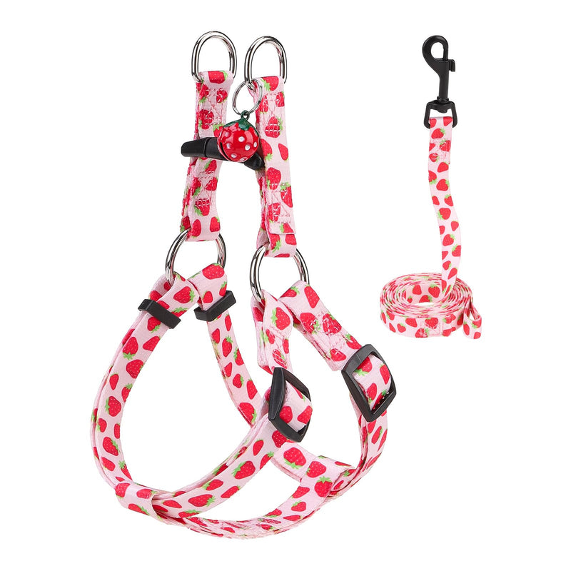 BEAUTYZOO Dog Harness Small Sized Dog Girl, No Pull Dog Harness and Leash Set,Step in Soft Light Puppy Vest, No Choke Heavy Duty Dog Halter with Bell,Breathable Adjustable Nylon Pet Harnesses, Pink S S(Chest:15-21") Pink Strawberry - PawsPlanet Australia