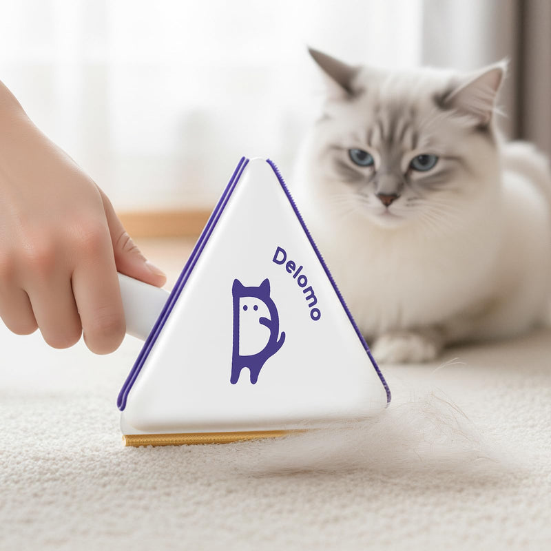 Multi-Use Pet Hair Removal Tool: DELOMO Handheld Fur Rake Scraper – Metal Side for Deep Cleaning on Carpets, Rugs & Car Mats, and Rubber Side for Gentle Cleaning on Couches – Ideal for Pet Homes A: Purple