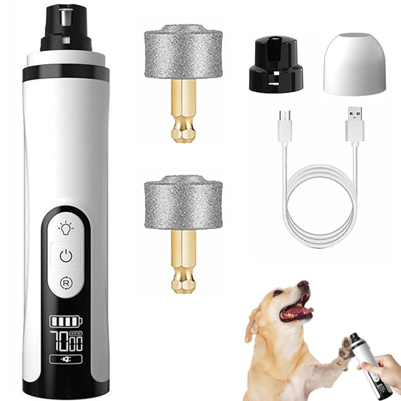 Heusom Silent Groom Pro Nail Grinder , 2025 New Upgraded Heusom Nail Trimmer for Dogs and Cats with LED Light & 3 Speeds, 2000mAh USB Rechargeable Dog Nail Trimmer for Thick Nails (1pc+2 Heads) - PawsPlanet Australia