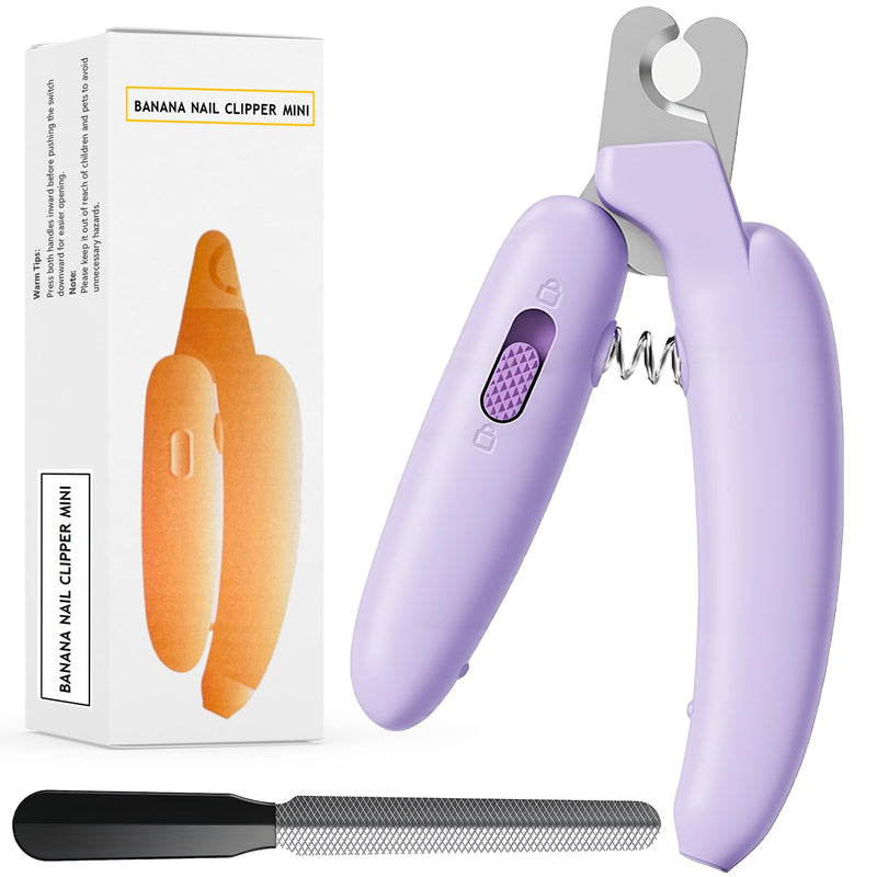 Dog Nail Clippers,Dog Nail Trimmers for Small Medium Dogs and Cats - Professional Grooming Tool with Safety Lock, Sharp Stainless Steel Blade Prevents Splitting, Includes Nail File (Purple-mini) Purple-mini - PawsPlanet Australia
