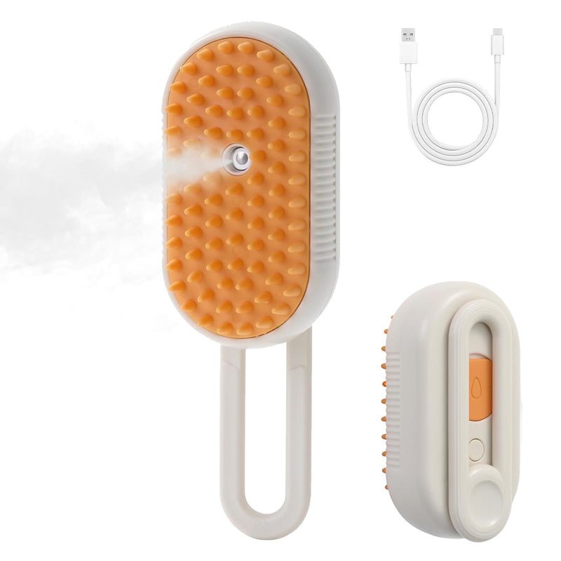 4 in 1 Cat Steam Brush for Shedding, Rechargeable Steam Pet Brush for Dog and Cat, Anti-Static, Massage, Cleaning, Shedding & Combing All In One!(Brown) Brown - PawsPlanet Australia