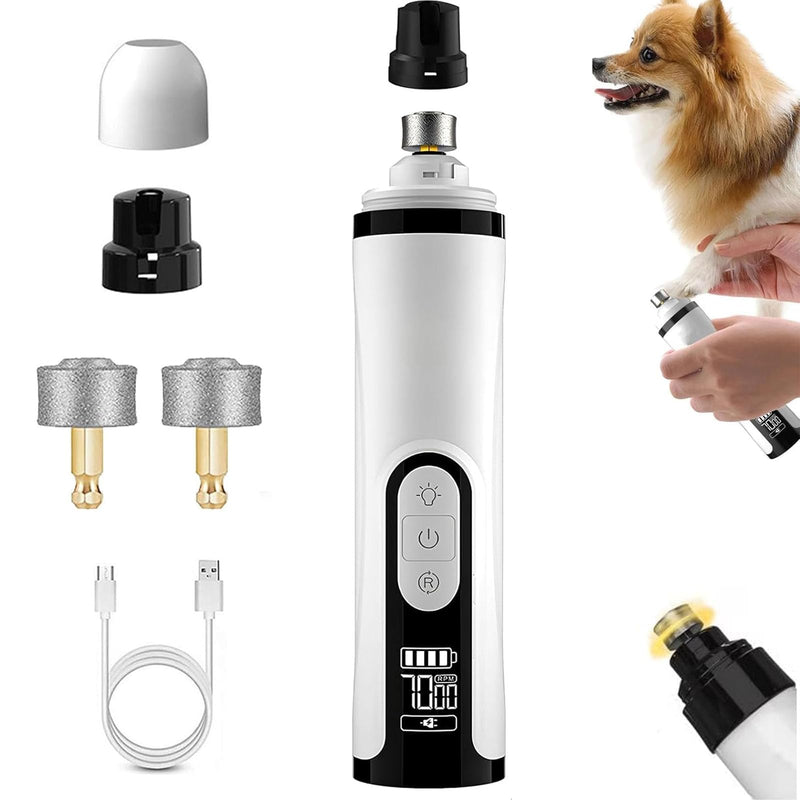 Silent Groom Pro Nail Grinder, 2025 New Nail Grinder for Dogs and Cats with LED Light & 3 Speeds, 2000mAh USB Rechargeable Dog Nail Trimmer for Thick Nails (1pc+2 Heads) - PawsPlanet Australia