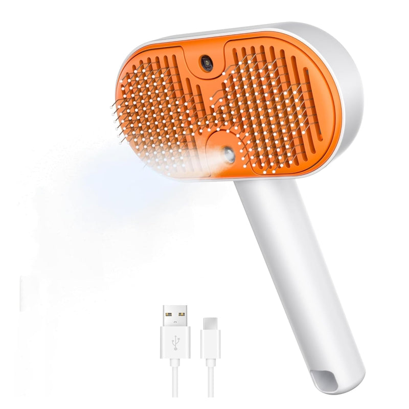 Cat Steam Brush, Self Cleaning Cat Brush for Shedding, 3 in 1 Pet Spray Hair Removal Comb, Pet Steam Brushes for Long and Short Haired Dog, Cool Mist Only with Empty Bottle