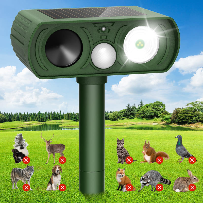 Solar Ultrasonic Animal Repellent, Deer Repellent Devices Waterproof, Cat Repellent Outdoor with Motion Detection Squirrel Skunk Rabbit Dog Raccoon Deterrents Animal Repeller for Yard, 1 Pack, Green - PawsPlanet Australia