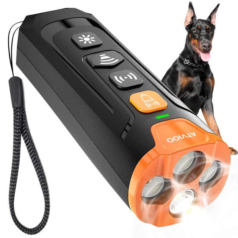 Dog Bark Deterrent Device– Ultrasonic Anti Barking Device for Dogs, 3X Emitters, Rechargeable Trainer for Dogs 6M–8Y, Indoor/Outdoor (Black) Blue