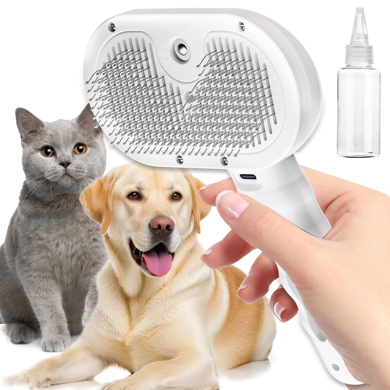 Pet Steam Brush for Dog & Cat, Water Brush for Long & Short Haired Pets with Mist Spray, Deshedding Tool, Pet Hair, Tangle-Free Grooming Brushs for Long/Short Haired Pets - PawsPlanet Australia