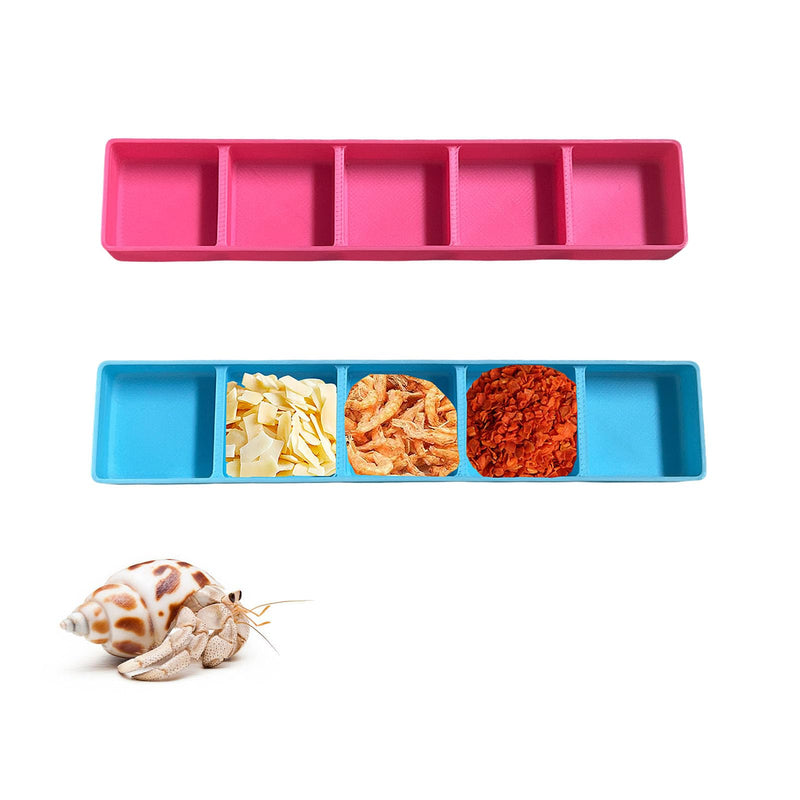 2 PCS Hermit Crab Food Dish, 5 Compartments Rectangle Food & Water Bowl, Hermit Crab Accessories (Pink, Blue) - PawsPlanet Australia