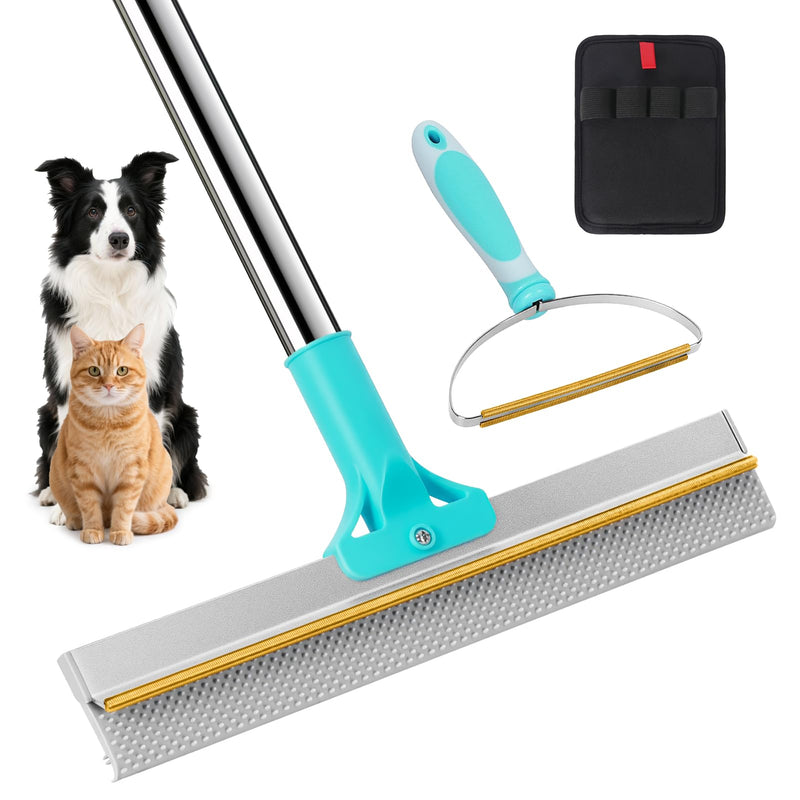3 in 1 Carpet Rake for Pet Hair Removal, Reusable Pet Hair Remover Broom with 54" Adjustable Long Handle, Dog Cat Carpet Scraper Brush Tool Kit for Cleaning, Dog Fur Broom for Rugs, Mats, Couch - PawsPlanet Australia