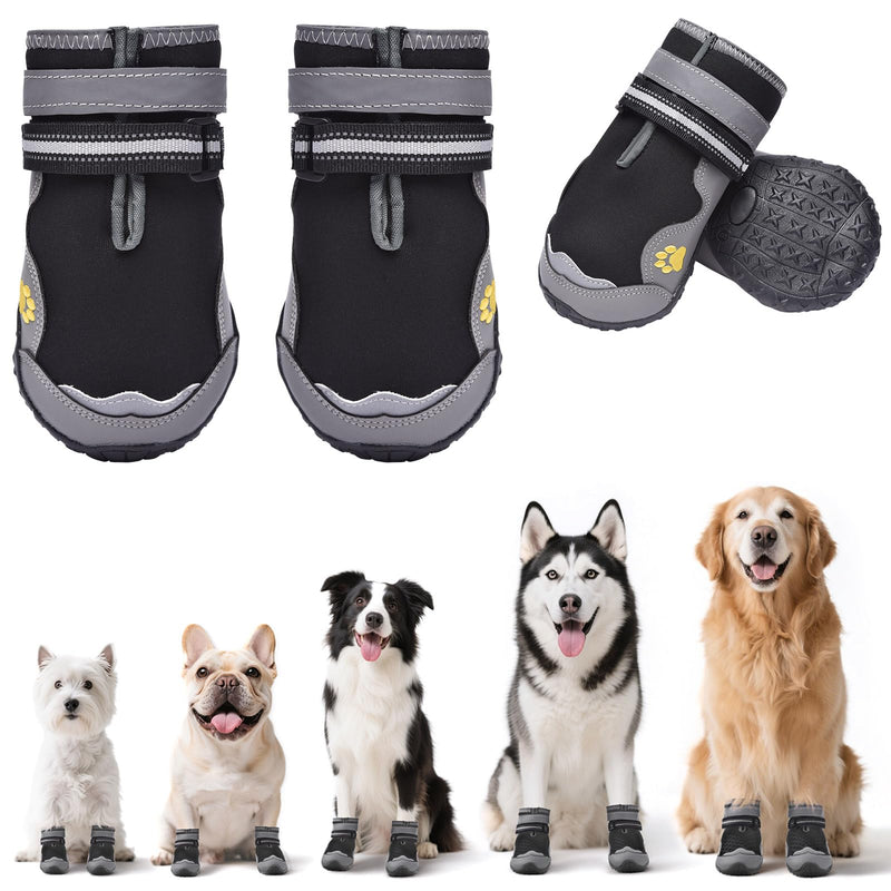 Hipaw Dog Booties for Winter,Snow Boots for Small Medium Large Dogs,Waterproof Dog Rain Shoes,Non-Slip Paw Protector for Outdoor Walking,Hiking,Indoor Hardwood Floors #2 (Insole Width 1.8") for 26~33lb Black (Waterproof)