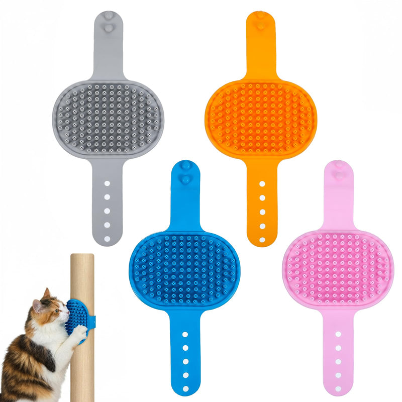 4Pcs Silicone Cat Self Groomer Brush, Wall Mounted Pet Massage Comb for Indoor Cats, Adjustable Furniture Leg Scratcher for Long Short Hair Cats - PawsPlanet Australia