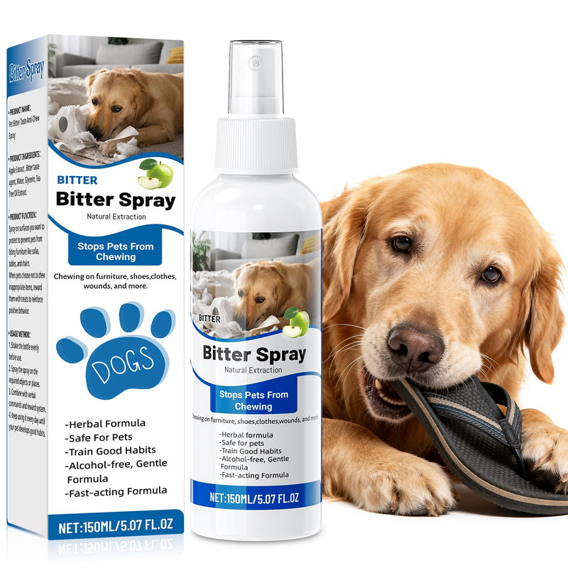 Bitter Apple Spray for Dogs to Stop Chewing | Natural Non-Toxic No Chew Spray for Dogs 150ml, Dog Training & Behavior Aids Chew Deterrent | Stop Licking Wounds | Protect Furniture Shoes - PawsPlanet Australia
