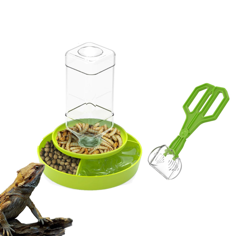 2-in-1 Reptile Feeding Water Bottle and Feeding Clamp,Automatic Feeders Bowl for Bearded Dragon Gecko Snake Lizard Turtles and Other Small Animals - PawsPlanet Australia