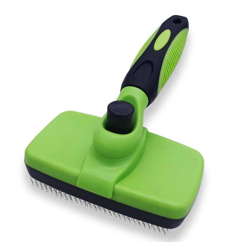Self Cleaning Slicker Brush - Pet Hair Removal Tool for Long Short Hair grooming: Soft Rubber Tips Gentle on Sensitive Skin Cat Dog brush Specifically for Indoor pet hair removal glove (green) green - PawsPlanet Australia