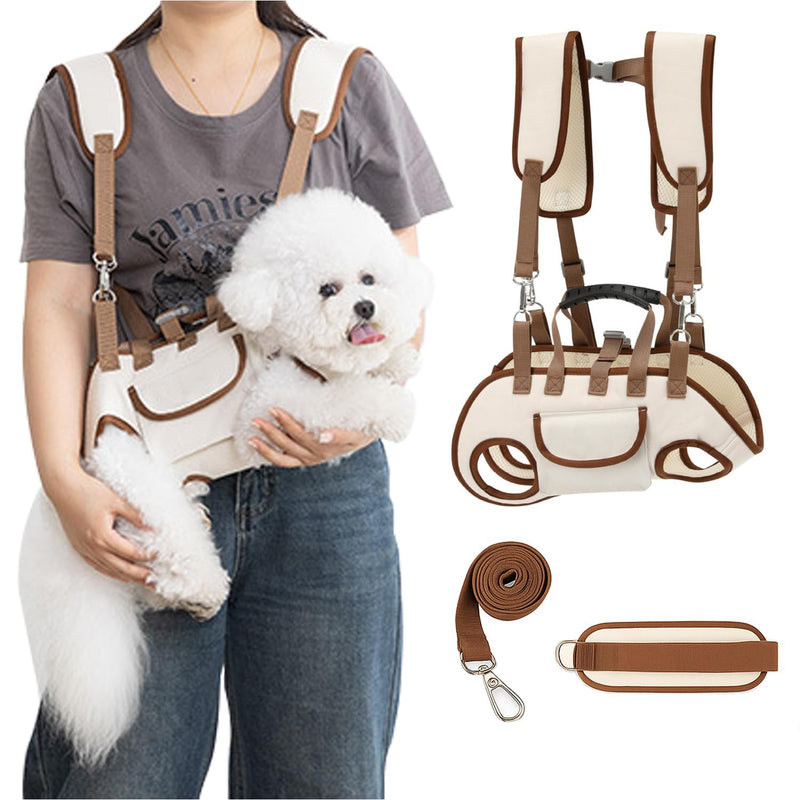 Dog Carrier Backpack for Medium Pets, Breathable Detachable Travel Pet Bag with Adjustable Straps, Portable Hands-Free Dog Cat Carrier Backpack for Hiking, Walking & Camping (M). White Medium (8.82Lbs-14.33Lbs) - PawsPlanet Australia