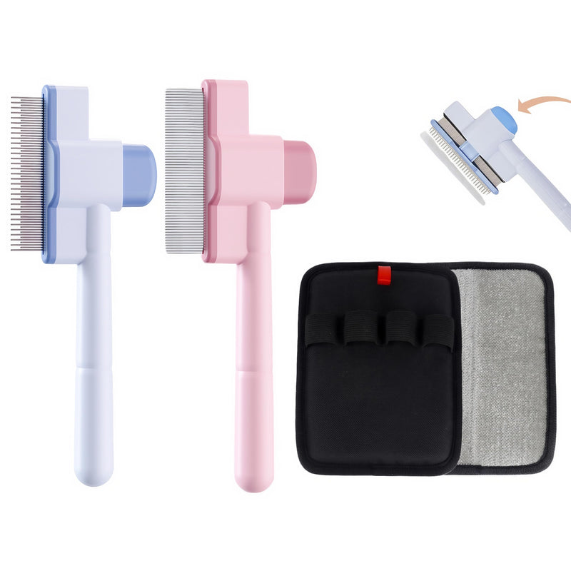 Flea Comb for Cats and Dogs with the magic brush pet hair remover set, 2PCS lice comb for Shedding, Flea and Massaging, pet hair removal glove for Clothes, Furniture, Carpets & Bedding - PawsPlanet Australia