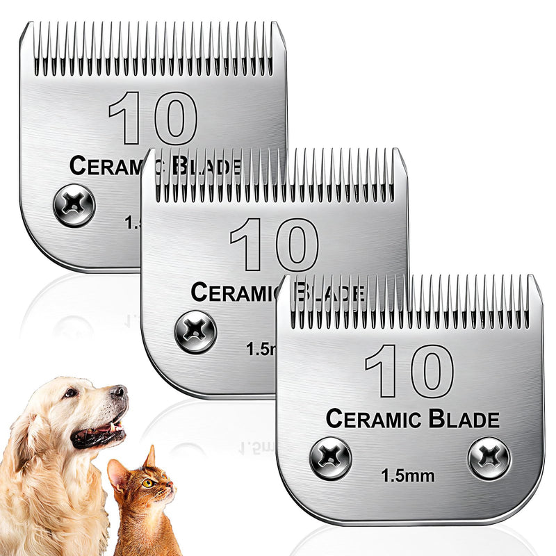 Dog Grooming Replacement Blades Compatible with Andis Dog Clipper, Dog Clipper Blades Compatible with Oster A5,Wahl KM-10 Series Dog Clipper,#10 Blades (1.5mm) Silver