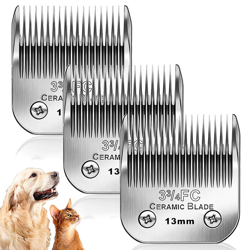 Dog Grooming Replacement Blades Compatible with Andis Dog Clipper, Dog Clipper Blades Compatible with Oster A5,Wahl KM-10 Series Dog Clipper,3FC Blades (13mm) Silver/3FC-3PCS