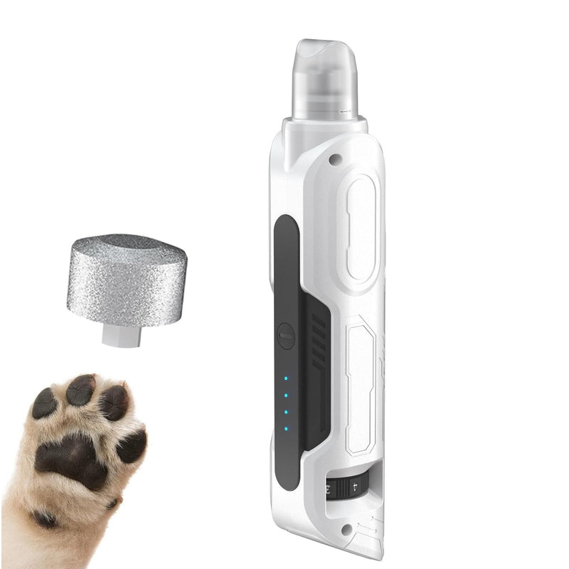 6 Speed Pet Nail Grinder with Dual LED Lights,with Dust Proof Cover,Pet Nail Grinder Super Quiet Rechargeable Electric Dog Nail Trimmer Painless Paws Grooming & Smoothing Tool for Medium Small Dog White Grinder