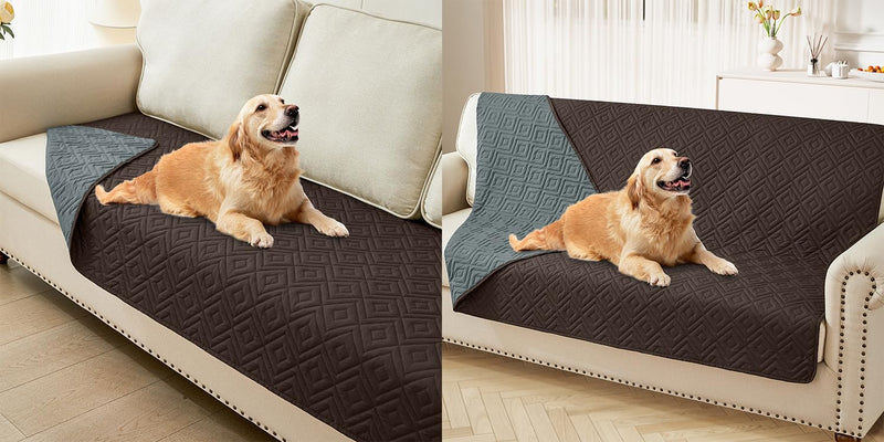 hyha Waterproof Dog Bed Blanket, Soft Pet Blankets 30x70 Inch and 68x82 Inch in Chocolate/Dark Grey, 2 Item Bundle - PawsPlanet Australia