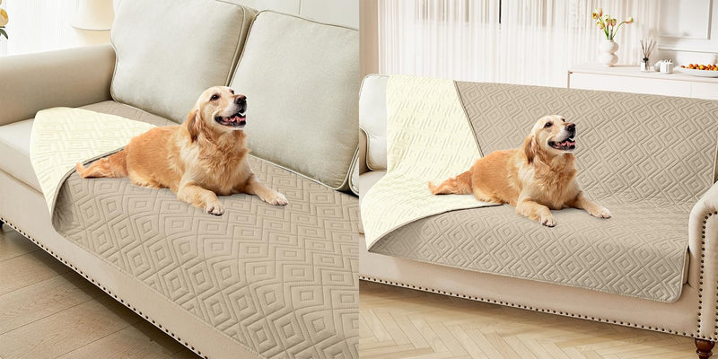 hyha Waterproof Dog Bed Blanket, Soft Pet Blankets 30x70 Inch and 68x82 Inch in Taupe/Beige, 2 Item Bundle - PawsPlanet Australia