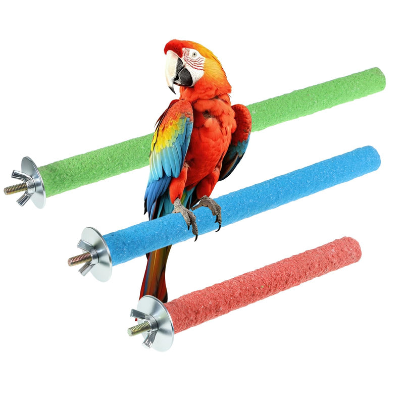 3 Pcs Wood Bird Cage Perch Parrot Perch Stand, Wood Perches Toy Platform Paw Grinding Stick Bird Perches Covers Cage Accessories for Small Medium Birds Like Parakeet Budgies Lovebird Canary (Colorful) 3 Pcs