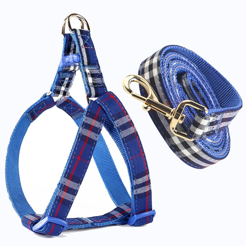 SuperBuddy Cute Dog Harness and Leash,Adjustable and No Pull Harness with Safety Buckle for Small Medium Large Pet M blue-02 - PawsPlanet Australia