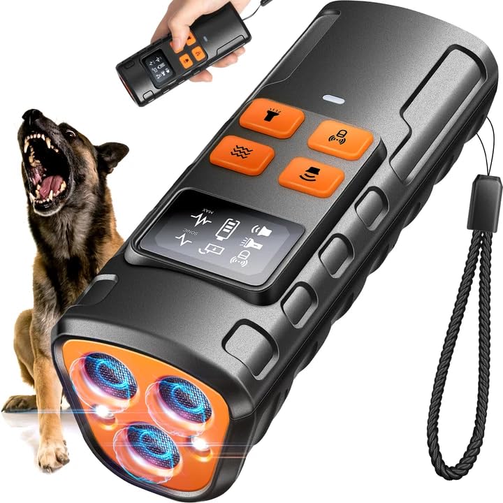 Dog Bark Deterrent Devices?Upgraded Smart Display?,3X Ultrasonic Pet Gentle Anti Barking Device for Dogs,Stop Neighbors Dogs from Barking,Indoor Outdoor Bark Control for Dog Training