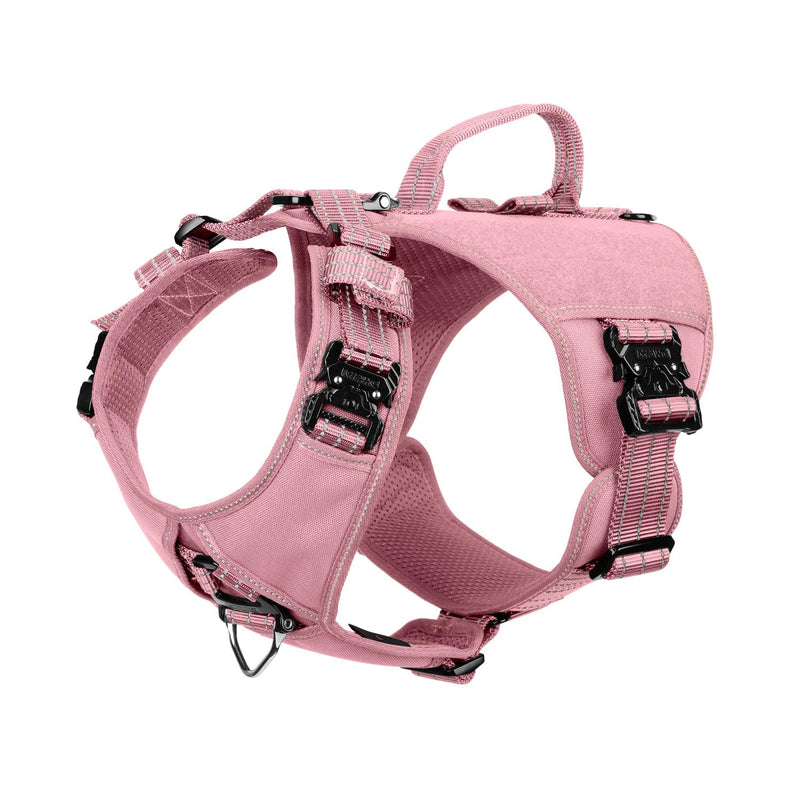 ICEFANG GN8 Tactical Dog Harness for Medium Sized Dogs,Full Metal Buckles,Reflective in Training Walking K9 Dog Vest,No-Pull Front Leash Clip,Adjustable Pet Harness (Pink, M (Pack of 1)) Medium (Pack of 1) Pink - PawsPlanet Australia