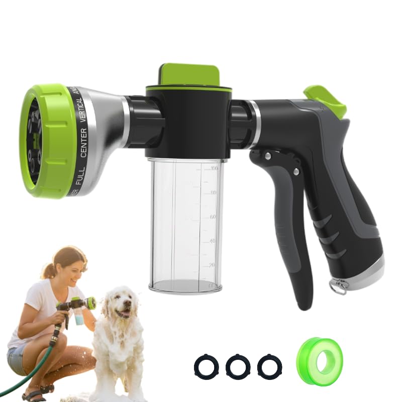 Dog Washing Hose Attachment, 10 Spray Modes and Adjustable Water Pressure Garden Hose Nozzle with Soap Dispenser for Dog Cat Bathing, Also Adopted in Watering Flowers, Car Wash - PawsPlanet Australia