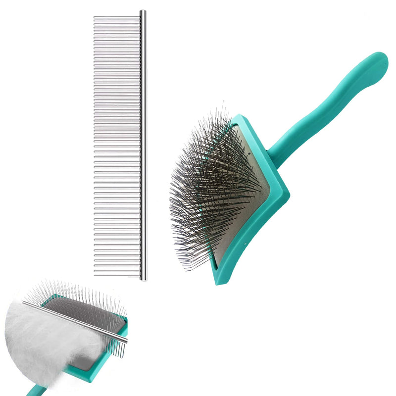 Doodle Brush for Dogs - Goldendoodle Brush with Poodle Comb - Goldendoodle Must Haves Grooming Tools - Pet Comb Value Kit Designed for Doodles, Labradoodles, Bernedoodles - Large-Extra Long Pin 31mm BRUSH AND COMB