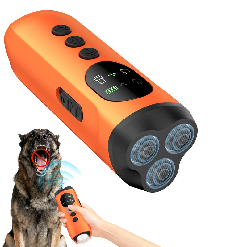 3X Ultrasonic Dog Bark Deterrent, 50ft Long Range Anti Barking Device for Stubborn & Neighbor's Dog, Rechargeable Behavior Training Tool with Flashlight, Safe Humane for Indoor Outdoor Use
