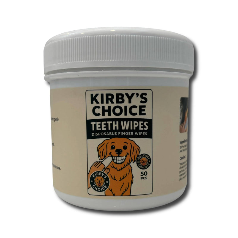 Kirby's Choice Pet Wipes 50 Ct Canister – Dog & Pet Finger Wipes for Teeth & Ears – Gentle Grooming Wipes for Oral Care & Ear Cleaning – Safe, Durable & Easy to Use (Teeth) - PawsPlanet Australia