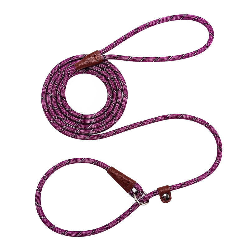 7ft Slip Lead Dog Leash for Small Dogs, Anti-Pull Puppy Training Lead, Lightweight Pet Slip Rope Leash Easy On/Off, Purple 1/4'' x 7 FT - PawsPlanet Australia