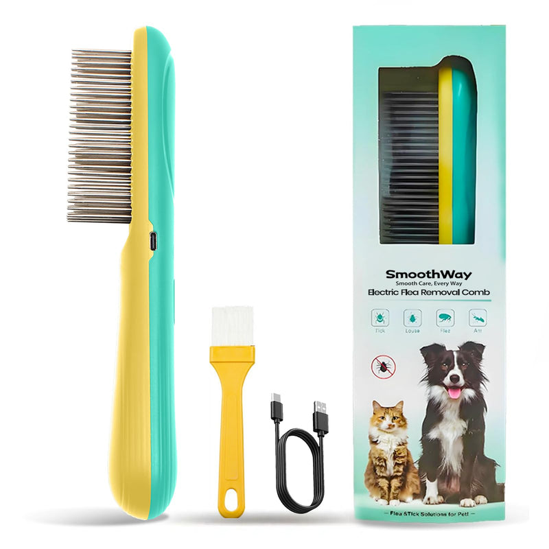 Professional 3-Row Tick & Flea Comb for Dogs & Cats - Stainless Steel Teeth with Negative Ion Anti-Static | Detangling Grooming Tool for Poodles, Shih Tzus & Long Haired Pets (One Size) One Size - PawsPlanet Australia